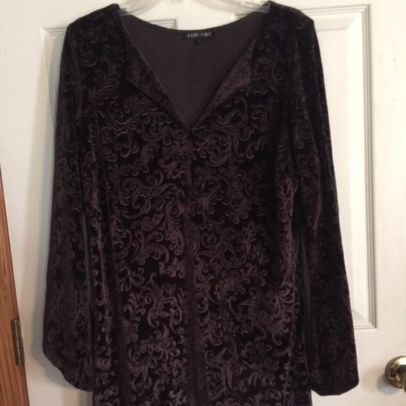 Velvet Dress by Boho Chic Chainette Fringe Women's Size L - Picture 1 of 5